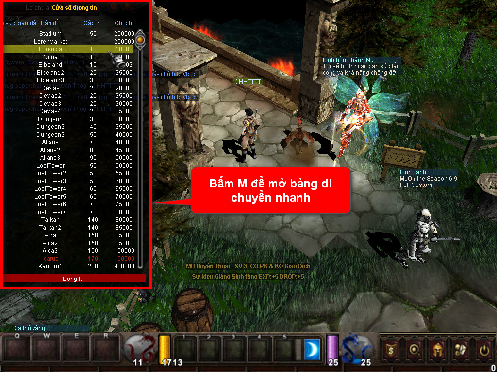 Chức năng chính của Game MU Võ Thần Chức năng chính của Game MU Võ Thần