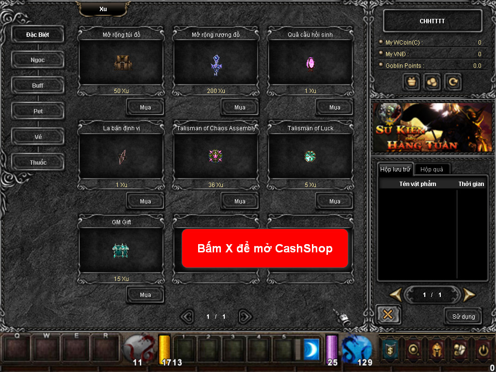 Chức năng chính của Game MU Võ Thần Chức năng chính của Game MU Võ Thần